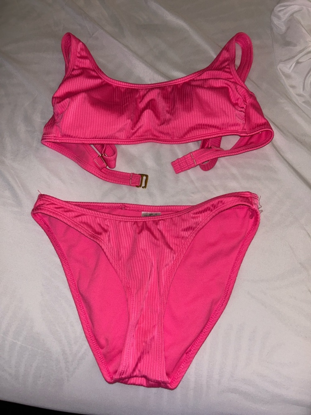 Hot Pink Ribbed Bikini Set